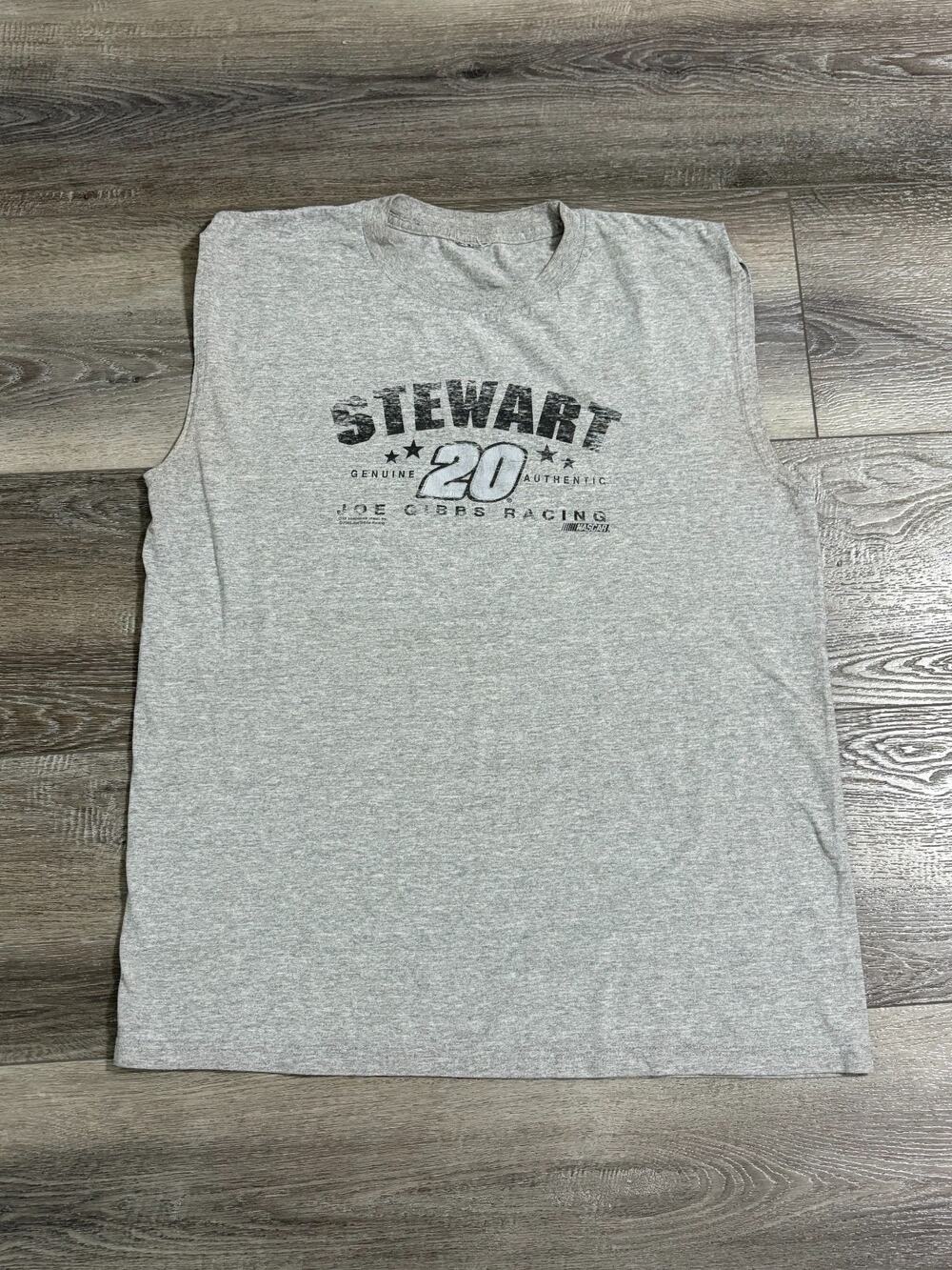 Vintage 2003 NASCAR Stewart Grey Tank Top Retro Y2K Skater - Men’s Large
